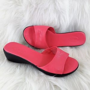 Talbots Womens Shoes Pink Leather Wedge Heel Slide